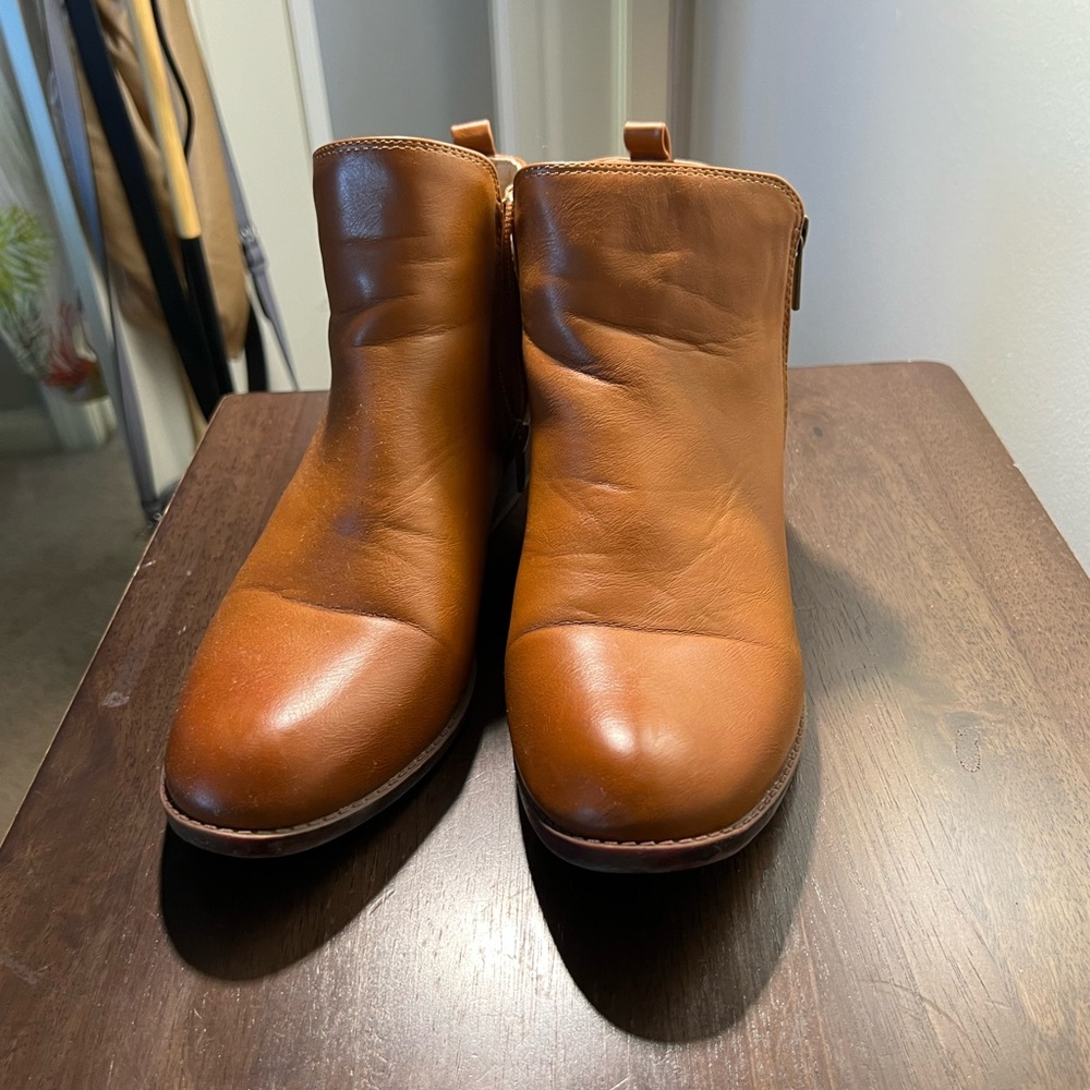 Womens Tan Leather Ankle Boots